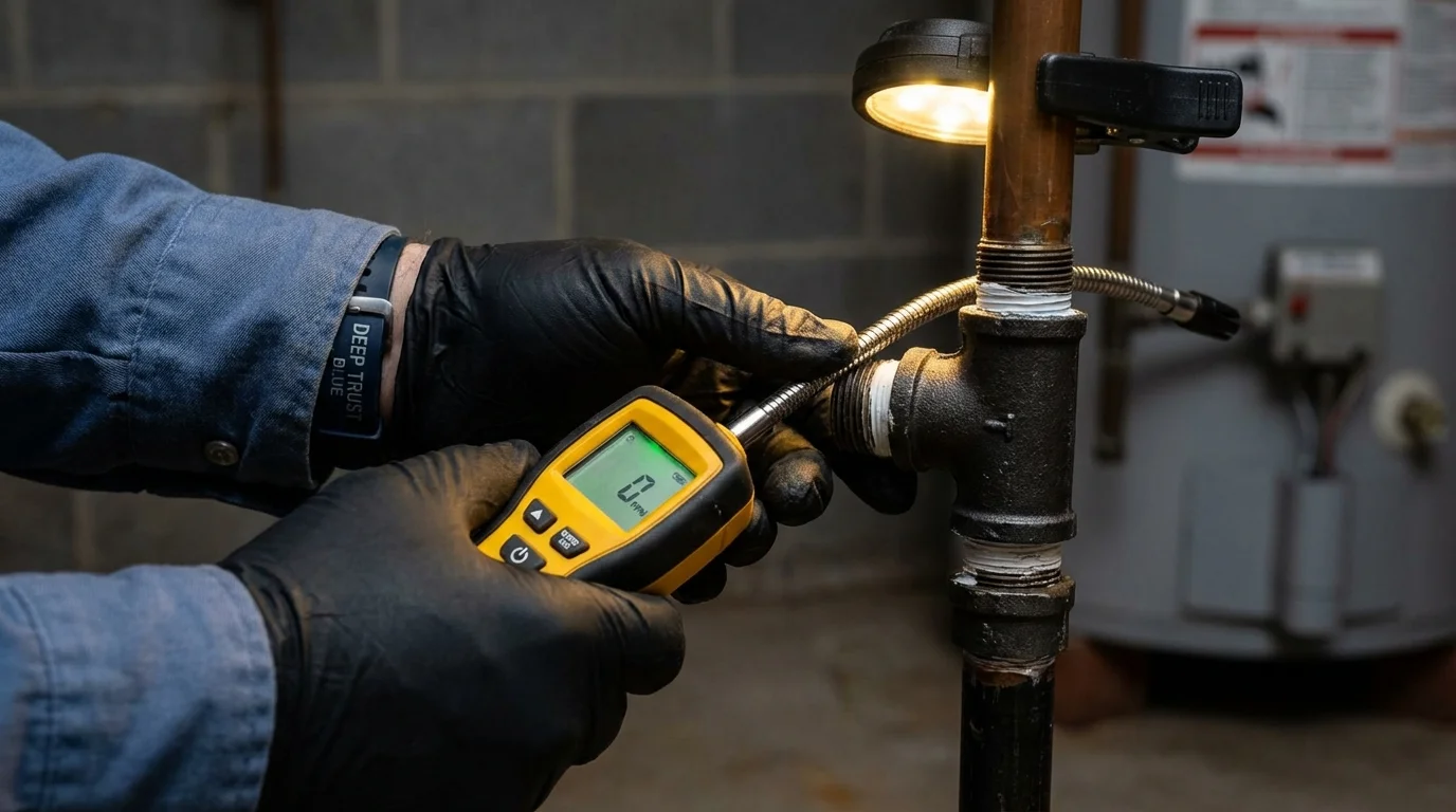 Gas leak detection with electronic sniffer by Johns Plumbing LLC in Macon