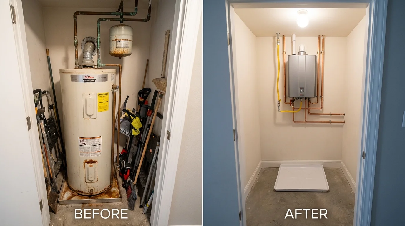 Tank water heater versus wall-mounted tankless unit comparison for Macon, MS homeowners